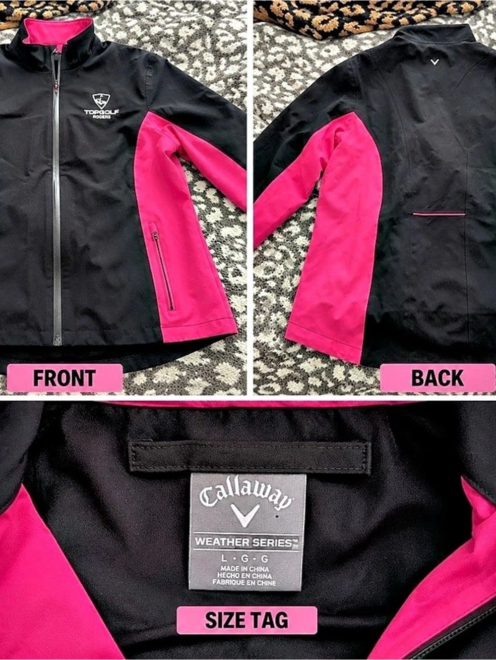 Callaway Weather Series Women's Black & Pink Jacket Size Large